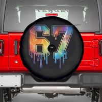 Funny Six Seven Prism Effect Printed Meme Spare Tire Cover
