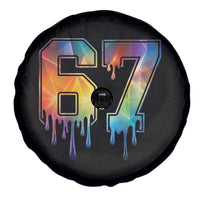 Funny Six Seven Prism Effect Printed Meme Spare Tire Cover