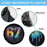 Funny Six Seven Prism Effect Printed Meme Spare Tire Cover