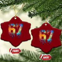 Funny Six Seven Prism Effect Printed Meme Ceramic Ornament