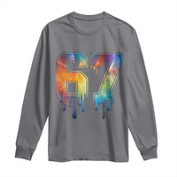 Funny Six Seven Prism Effect Printed Meme Long Sleeve Shirt