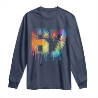 Funny Six Seven Prism Effect Printed Meme Long Sleeve Shirt