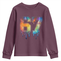 Funny Six Seven Prism Effect Printed Meme Youth Sweatshirt