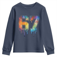 Funny Six Seven Prism Effect Printed Meme Youth Sweatshirt