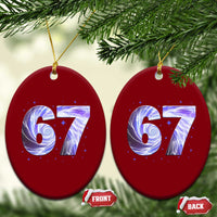 Swirl Effect Printed Six Seven Meme Ceramic Ornament Gen Z Alpha Gift
