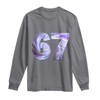Swirl Effect Printed Six Seven Meme Long Sleeve Shirt Gen Z Alpha Gift