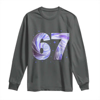 Swirl Effect Printed Six Seven Meme Long Sleeve Shirt Gen Z Alpha Gift
