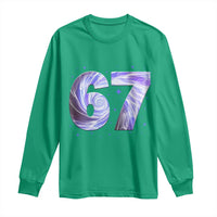 Swirl Effect Printed Six Seven Meme Long Sleeve Shirt Gen Z Alpha Gift