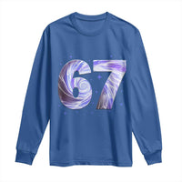Swirl Effect Printed Six Seven Meme Long Sleeve Shirt Gen Z Alpha Gift