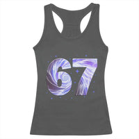 Swirl Effect Printed Six Seven Meme Racerback Tank Top Gen Z Alpha Gift