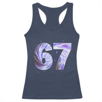 Swirl Effect Printed Six Seven Meme Racerback Tank Top Gen Z Alpha Gift