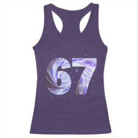 Swirl Effect Printed Six Seven Meme Racerback Tank Top Gen Z Alpha Gift