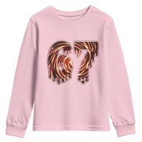 Fire Swirl Effect Printed Youth Sweatshirt Six Seven Meme