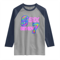 Colorful Neon Light Effect Raglan Shirt Six Seven Meme