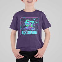 Funny Six Seven Meme T Shirt For Kid Cyberpunk Neon Style