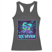 Funny Six Seven Meme Racerback Tank Top Cyberpunk Neon Style
