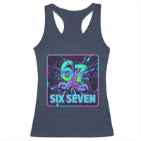 Funny Six Seven Meme Racerback Tank Top Cyberpunk Neon Style