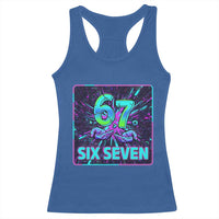 Funny Six Seven Meme Racerback Tank Top Cyberpunk Neon Style