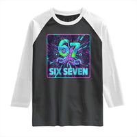 Funny Six Seven Meme Raglan Shirt Cyberpunk Neon Style