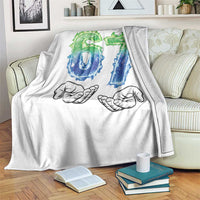 Green Fire Flame Six Seven Throw Blanket Trendy Meme Gift