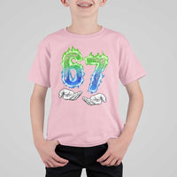 Green Fire Flame Six Seven T Shirt For Kid Trendy Meme Gift
