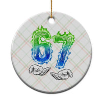 Green Fire Flame Six Seven Ceramic Ornament Trendy Meme Gift