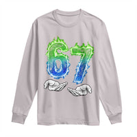 Green Fire Flame Six Seven Long Sleeve Shirt Trendy Meme Gift
