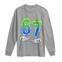 Green Fire Flame Six Seven Long Sleeve Shirt Trendy Meme Gift