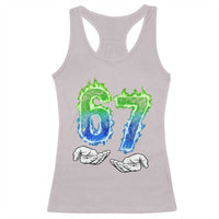 Green Fire Flame Six Seven Racerback Tank Top Trendy Meme Gift