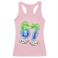 Green Fire Flame Six Seven Racerback Tank Top Trendy Meme Gift