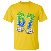 Green Fire Flame Six Seven T Shirt Trendy Meme Gift