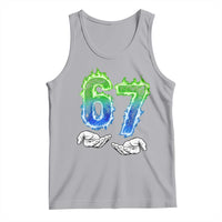 Green Fire Flame Six Seven Tank Top Trendy Meme Gift