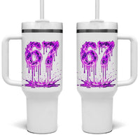 Drip Fire Flame Six Seven Tumbler With Handle Trendy Meme Gift