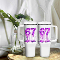 Drip Fire Flame Six Seven Tumbler With Handle Trendy Meme Gift