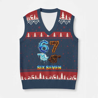 Water Fire Element Six Seven V-Neck Knit Sweater Vest Trendy Meme Gift