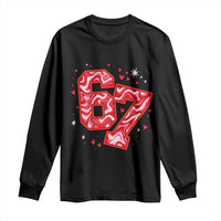 Glitch Swirl Effect Printed Six Seven Meme Long Sleeve Shirt Valentines Day Gift