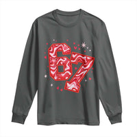 Glitch Swirl Effect Printed Six Seven Meme Long Sleeve Shirt Valentines Day Gift