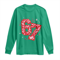 Glitch Swirl Effect Printed Six Seven Meme Long Sleeve Shirt Valentines Day Gift