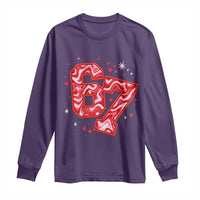 Glitch Swirl Effect Printed Six Seven Meme Long Sleeve Shirt Valentines Day Gift