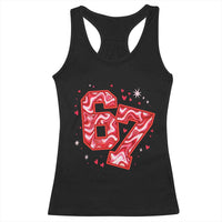 Glitch Swirl Effect Printed Six Seven Meme Racerback Tank Top Valentines Day Gift