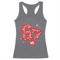 Glitch Swirl Effect Printed Six Seven Meme Racerback Tank Top Valentines Day Gift