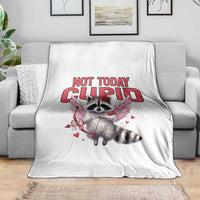 Funny Raccoon Cupid Anti Valentine Throw Blanket Not Today Cupid