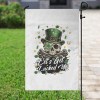 Lets Get Lucked Up Garden Flag Lucky Skeleton St Patricks Day