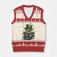 Lets Get Lucked Up V-Neck Knit Sweater Vest Lucky Skeleton St Patricks Day