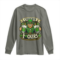Cheers Fckers Long Sleeve Shirt Funny Leprechaun St Patricks Day Party