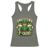 Cheers Fckers Racerback Tank Top Funny Leprechaun St Patricks Day Party