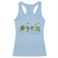 Just A Lucky Goose Racerback Tank Top Funny St Patricks Day Irish Gift