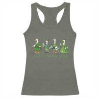 Just A Lucky Goose Racerback Tank Top Funny St Patricks Day Irish Gift