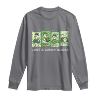 Just A Lucky Goose Long Sleeve Shirt Funny Irish Crew St Patricks Day