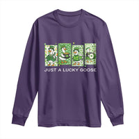Just A Lucky Goose Long Sleeve Shirt Funny Irish Crew St Patricks Day